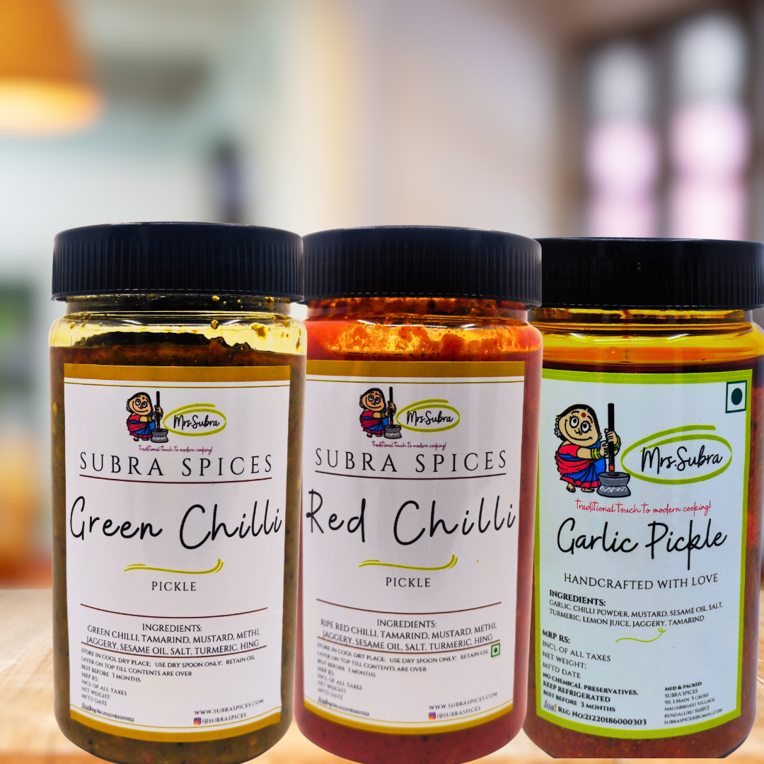 Mrs. Subra Fiery Trio Pickle Collection Subra Spices